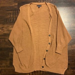 Tan American Eagle 3/4 Sleeve Balloon Cardigan
